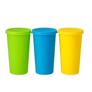 sunlife - Supper 450ml Glass Plastic - Leakproof - Durable - Food Grade - Attractive Design (Multicolor) (Pack of 3)