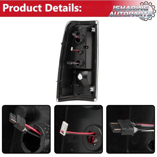 Image of 3 LED Tube Tail Lights Assembly Compatible with 2003 2004 2005 2006 Chevy Silverado 1500 2500 3500 Rear Light Brake Lamps Driver & Passenger Side, Black Housing Clear Lens