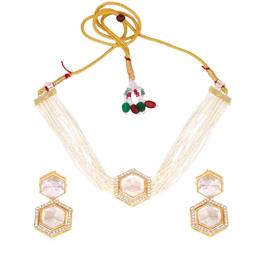 See full amazon price history chart for Gehena by Estele Gold Plated Marvelous Kundan Polki Choker Necklace set with White Pearls for Girls and Women Gehena by Estele Gold Plated Marvelous Kundan Polki Choker Necklace set with White Pearls for Girls and Women (B0CK9YVDXL) Amazon Price History, Amazon Price Tracker