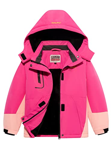 Wulful Girl's Waterproof Ski Jacket Warm Fleece Hooded Winter Snow Coat #TOP12