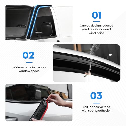 Image of Express Rain Guards - Window Visors for Chevrolet(Chevy) Express /GMC Savana 1996-2025 2026, Out-Channel Side Window Rain Guards for Express Accessories, 4PCS, Black, Car Accessories