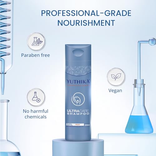 Image of YUTHIKA Pro UltraCare Kit: 250ml Shampoo + 150ml Hair Repair Mask + 100ml Oil Treatment - Infused with Meadowfoam Seed Oil, Enhances Smoothness & Shine, For All Hair Types - Vegan & Paraben-Free