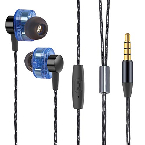 Cehensy Earphones, in-Ear Earbuds, Dual Dynamic Drivers, Noise Cancelling High Fidelity Stereo Bass Headphones with Mic and Remote for iPhone, iPod, iPad, Samsung and Other Android Phones etc