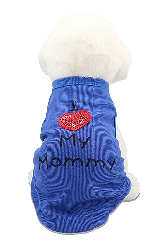 Small Dog Clothes XXS Puppy Dogs Shirt I Love My Mom Mommy Dad Daddy Dog T Shirts for Small Dogs