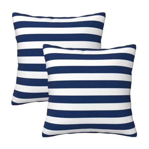 Poream Navy Blue and White Stripe Throw Pillow...