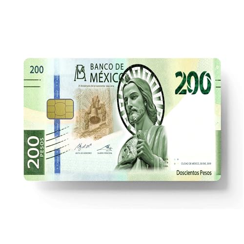 siayaharu Capa mexicana para cartão de débito com imagem de 200 pesos sem bolhas, fina, à prova d'á