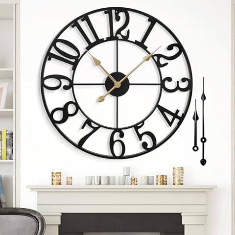 1st owned Oversized Wall Clock for Living Room Decor - 40 Inch Silent Non-Ticking Wall Clocks Battery Operated, Metal Vintage Retro Decorative Modern Wall Clock for Bedroom, Office, Farmhouse Decor Cover