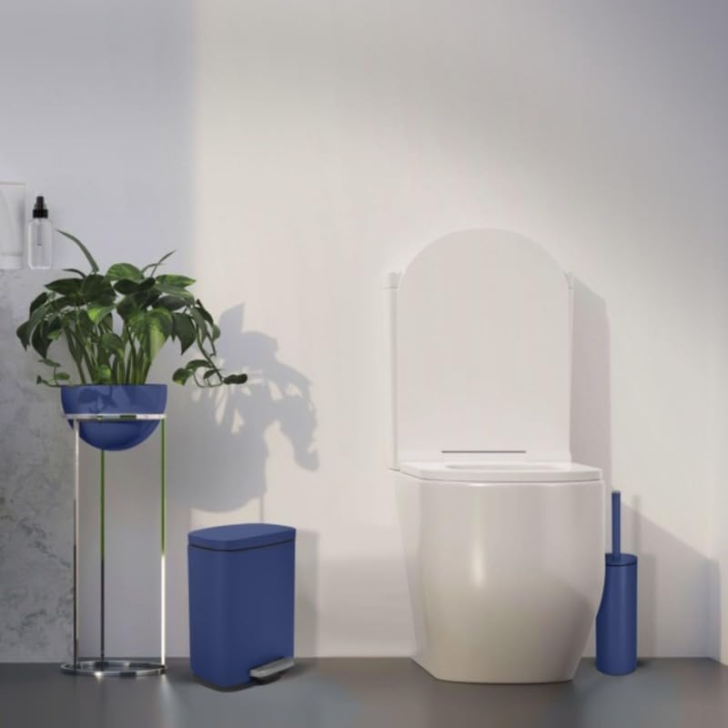 Spirella Akira Cosmetic Bin 5 Litres Stainless Steel with Soft-Close Mechanism and Inner Bucket Bathroom Bin Soft Close Waste Bin Dark Blue - Image 2