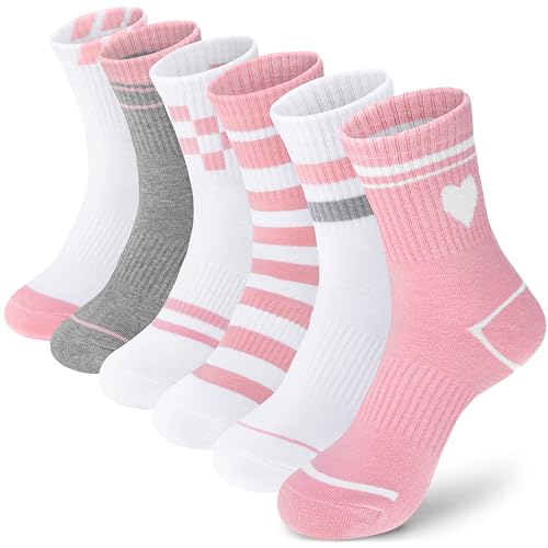 Image of ANTSANG Kids Boys Girls Athletic Cotton Socks,6 Pairs Youth Teen Crew Socks