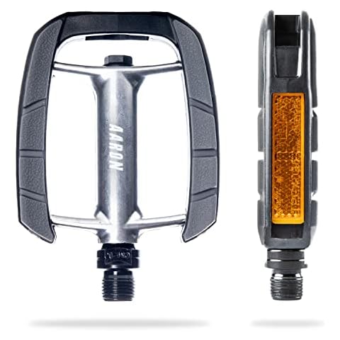 AARON City Fahrradpedale mit rutschfestem Gummi Grip und abgedichtetem Industrie-Kugellager, Trekkingpedale mit Reflektoren für E-Bike Cover