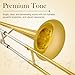 SONICAKE Bb Alto Slide Trombone for Beginners Students - Gold Lacquer Brass Trombone Full Kit with 7C Mouthpiece, Hard Case, Gloves & Cleaning Kit QTB-01