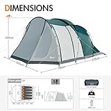 Portal Luxury 5 Man Tent 3000mm Waterproof Large Family Tent with Living Area 4-5 Persons Camping Tall Standing up Height with Fully Sewn-in Groundsheet Extendable Awning Canopy Tunnel 4 Season - Image 6