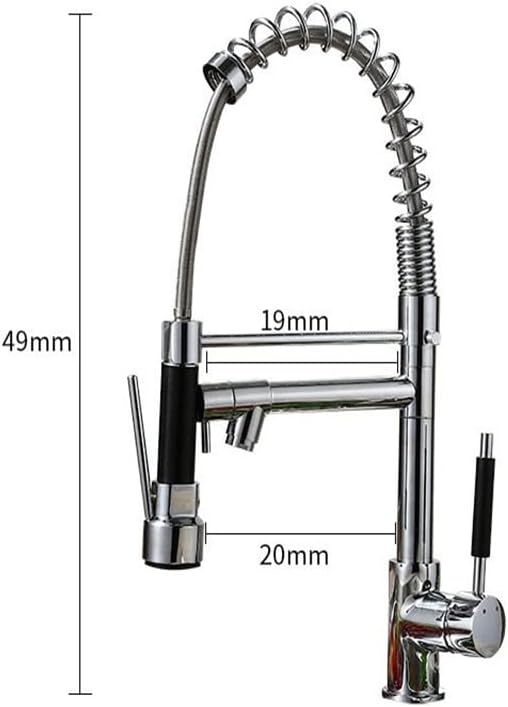 Kitchen Sink Faucet for Bar Farmhouse Commercial, Black/Chrome Brass Spring Type Kitchen Faucets,Fixed Support 360 Rotate Kitchen Faucet, Button Dual Spout Crane Sink Mixer Taps ( Color : Chrome , Siz