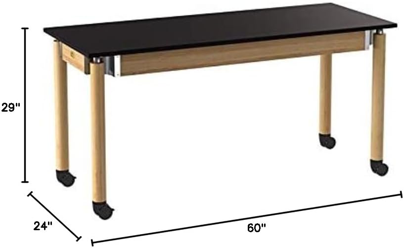 NPS Signature Series Modern Wood Science Lab Table with Chem-Res Top in Oak