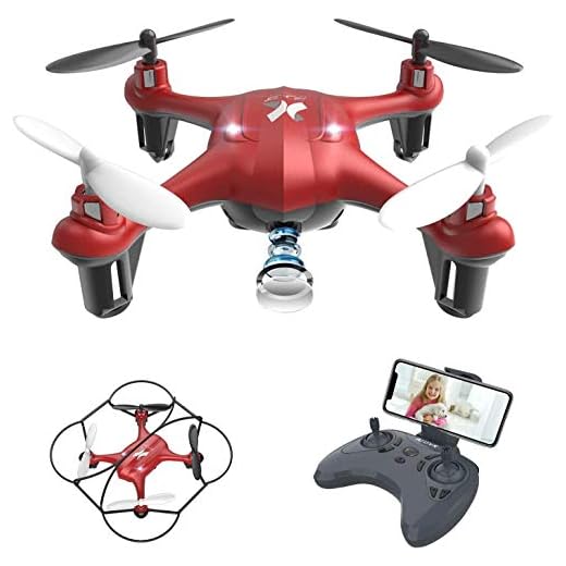 ATOYX AT-96 Drone avec Caméra HD FPV Drone Enfant WiFi Hélicoptère Télécommande avec Mode sans Tête, Maintien d'Altitude, 360°Flips, Mini Cadeau et Jouet pour Enfant ou Débutant - Rouge