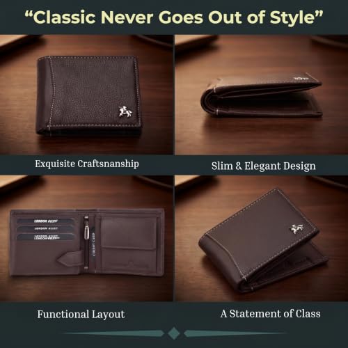 Image of LONDON ALLEY Slavia Brown Leather Wallet for Men, 6 Card Slot | RFID Protected