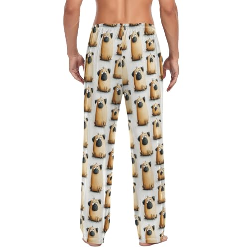 Men's Pajama Pants Funny Dog Print Lounge Pants with Pocket Drawstring S2