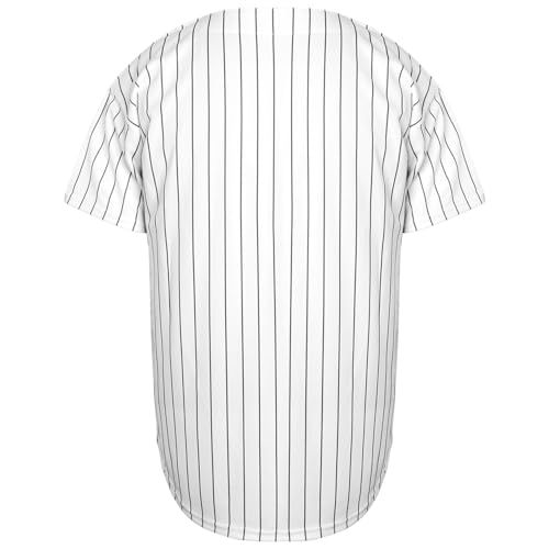 Camiseta de Béisbol Negra con Rayas Blancas, Botones y Manga Corta para Deportes y Uso Casual miniatura 4