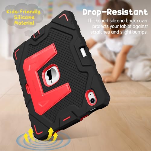 Image of Fintie Kids Friendly Case for iPad (A16) 11th Generation 11 Inch (2025), iPad 10th Generation 10.9 Inch (2022), Fully-Body Rugged Heavy Duty Shockproof Protective Case with Kickstand, Black /Pink