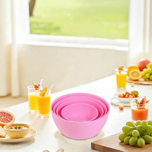 SCWBOEII 4-Piece Classic Plastic Prep Bowls with Lids, Nesting Plastic Small Mixing Bowl Set for Mixing, Baking, Prepping, Cooking and Serving Food, Microwave and Dishwasher Safe - Image 5