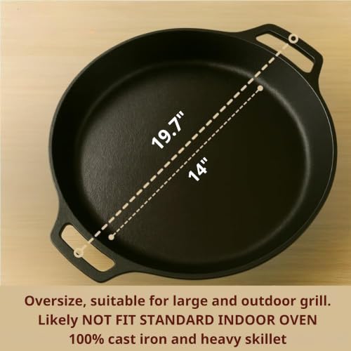 Image of Extra Large Pre-Seasoned 17 Inch Cast Iron Skillet With Lid, Double Handle