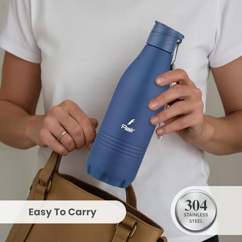Image of FLAIR Champ DX 1100 ml Stainless Steel Water Bottle - Blue | BIS Certified & ISI Marked | SS 304 Food Grade | Fridge Bottle, Durable & Reusable Bottle for Office, Gym & Travel