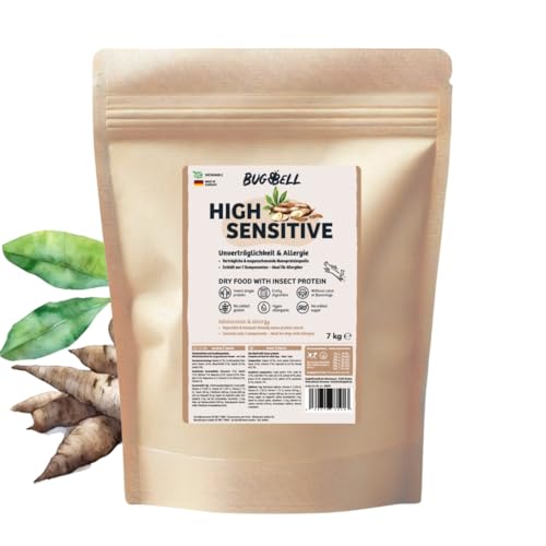 BugBell 7kg Premium Trockenfutter Schonkost, Nur fünf Komponenten, Hypoallergen, für Allergikerhunde, Insekten Hundefutter bei Ausschlussdiäten