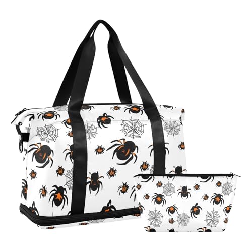 Helloween Black Duffel Bag for Women Men Gym Bag with Shoe Compartment Wet Pocket Carry On Weekender Overnight Bags for Hospital Gym Travel2