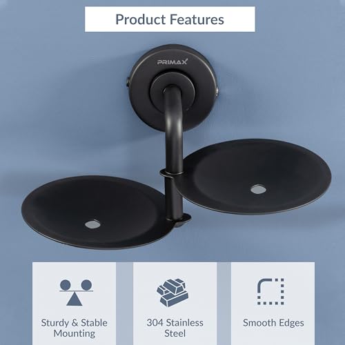 Image of Plantex (Primax) 304 Grade Stainless Steel Double Soap Holder /Soap Stand /Soap Dish for Bathroom and Wash Basin /Bathroom Accessories - Daizy (Black)