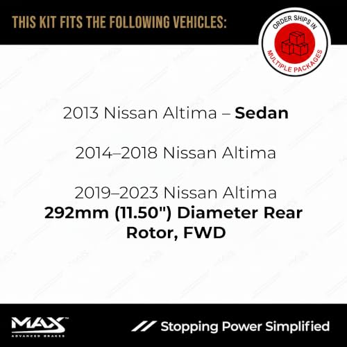 Image of MAX Advanced Brakes - Brake Kit For 2013-2023 Nissan Altima (11.50 inch Dia Rear Rotors)| Carbon Ceramic Brake and Rotor Kit Front and Rear| Drilled Slotted Brake Rotors