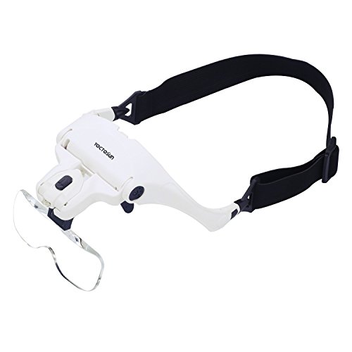 Yoctosun Head Mount Magnifier With 2 Led Professional Jeweler's Loupe Light Bracket And Headband Are Interchangeable #TOP1