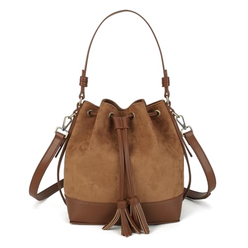AFKOMST Faux Suede Boho Bucket Bag