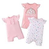 YOURDIARY Baby Girls Cotton Rompers Newborn Cute Baby Girl Summer Clothes Newborn Rompers Outfit Infant Layette Set 9-12 Month