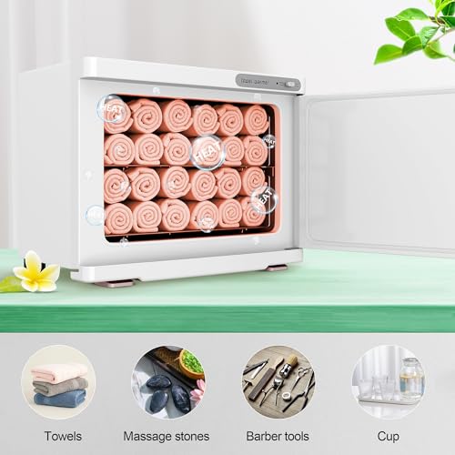 Towel Warmer, 23L Towel Warmer Cabinet Can Hold 12 Wet Facial Towels,Hot Towel Warmer Use for Spa, Hair Beauty, Salon - White