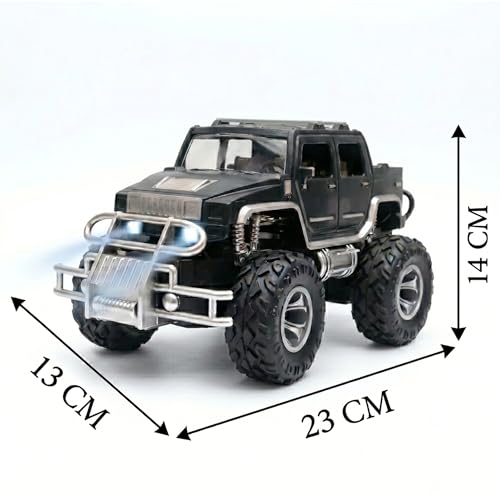 Image of Amazon Brand - Jam & Honey Off Roader Rechargeable Remote Control Car | RC Monster Truck with LED Headlights, Type-C Charging, Anti-Skid Tyres, 120 Ft Range | 2.4GHz Remote Controller (MT507) (Black)