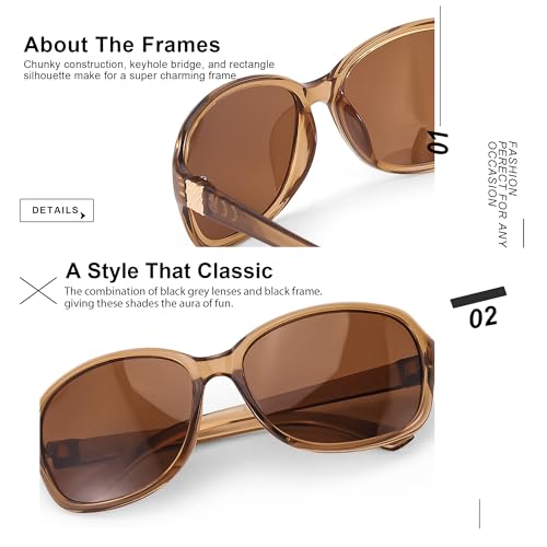 Image of SIPHEW Polarized Sunglasses for Women | UV400 Protection | Vintage Sun Glasses,Wraparound Shade,Lightweight & Comfortable,Big Sunnies eyewear,Driving,Outdoors