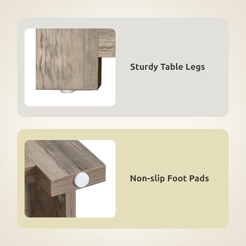 GOOBED Farmhouse Sqare Coffee Tables for Living Room with Storage, Grey Wash Coffee Table 2 Tier Spaciou Storage Shelf, Modern Center Table Small Coffee Tables, Rustic Grey