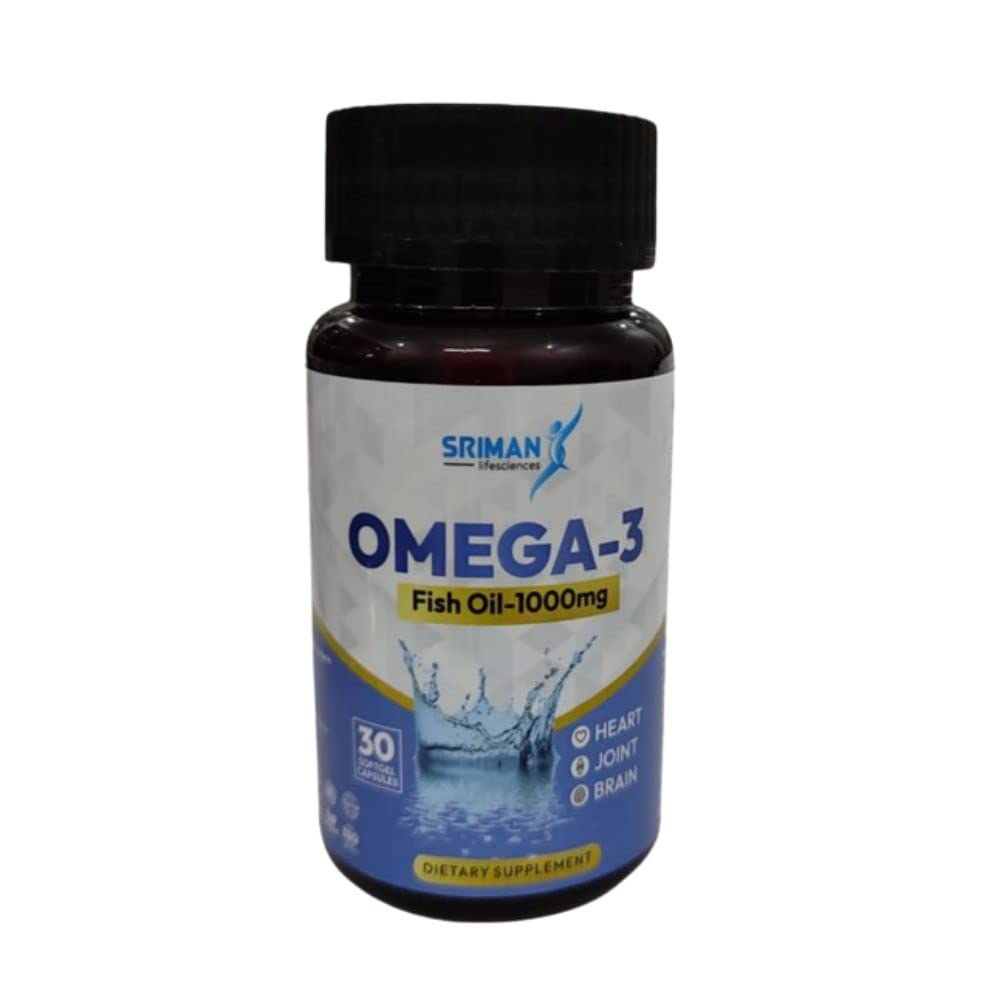 SRIMAN Lifesciences Omega 3 Capsule, Omega 3 Fish Oil for Brain, Heart
