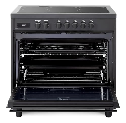 Image of Verona VMFSIE365EE 36 inch Ultima Midnight Collection Freestanding Induction Range with 5 Induction Elements, 5.0 cu. ft. Oven Capacity, Touch Control Clock in Matte Black