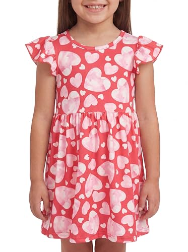 Image of Unique Baby Girls' Short Sleeve Everyday Printed Dresses for Kid and Toddler, Sizes 2T-12Y