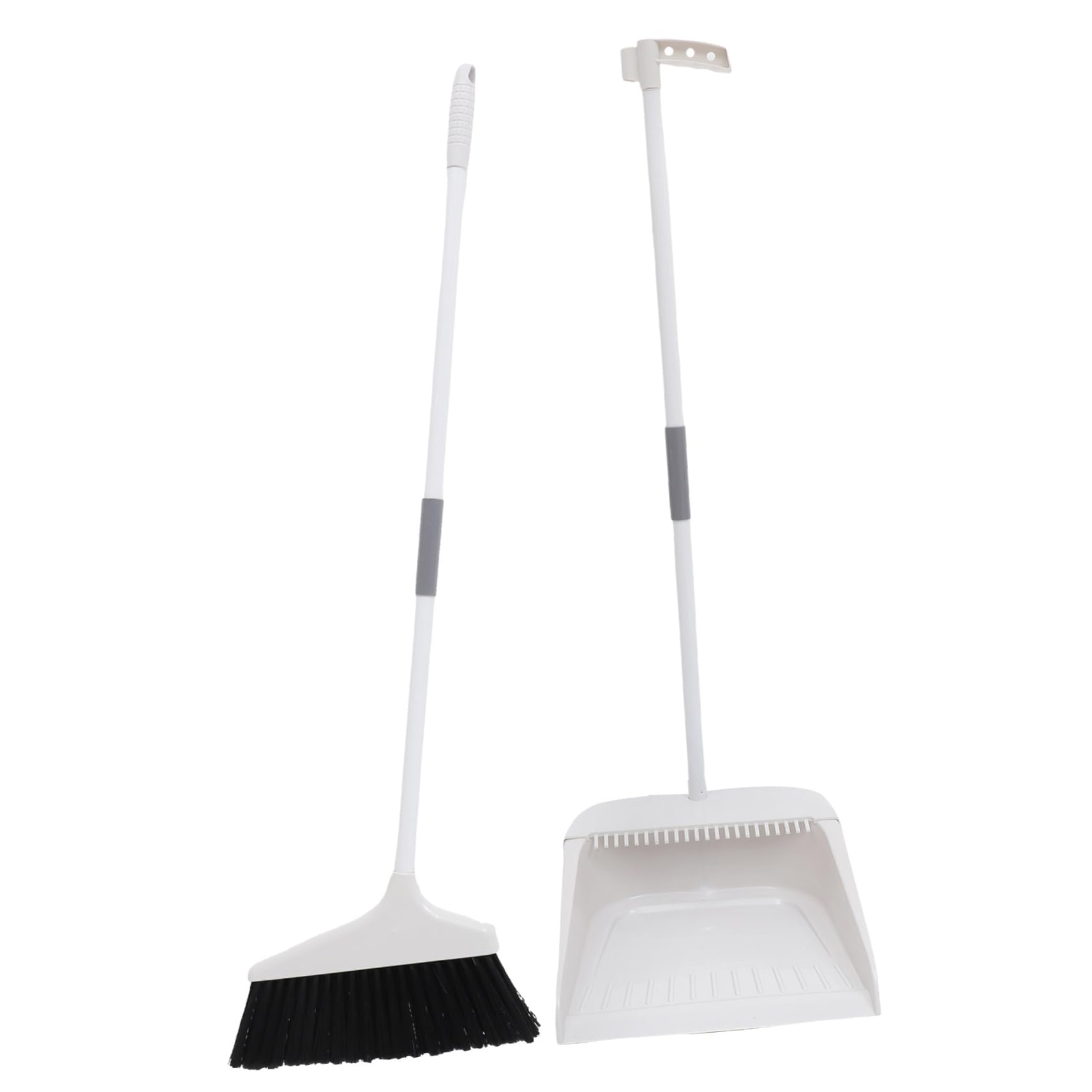 Escoba de Barrer de Cerdas Suaves y Recogedor con Peine Integrado, Kit de Limpieza Hogar Gris y Color Claro, Resistente y Ligero, Adecuado para Barrer Cabello y Polvo