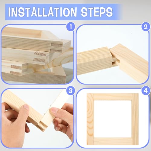 Image of Foxtell 12 Sets Needlepoint Stretcher Bar Set, 6 Sizes Stretcher Bars for Needlework Art Supplies Wooden Canvas Stretcher Bar Set with 100 Pins Regular Stretcher Bars for Needlepoint Frame Set