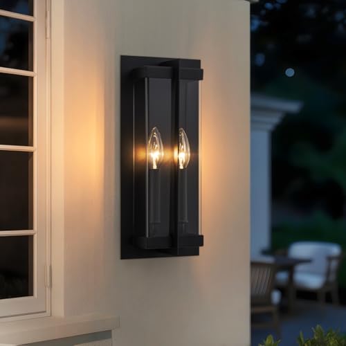 OUPAVOCS Modern Outdoor Wall Lights, Black Exterior Porch Lighting Fixtures wall Mount with Acrylic...