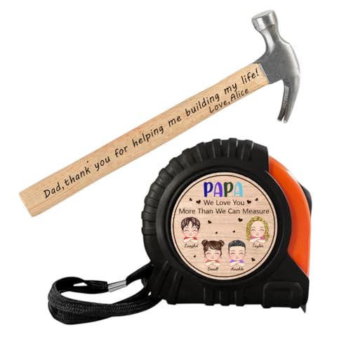 Set personalizado de cinta métrica y martillo para papá miniatura 1