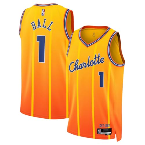LaMelo Ball Charlotte Hornets NBA Kids Youth 8-20 Orange City Edition Swingman Jersey (US Numeric 10 12 Regular Orange)