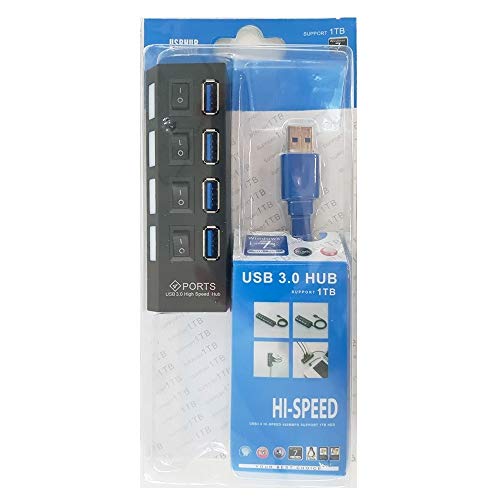 Hub Usb 3.0 4 Portas 5.0 Gbps Hi-Speed Com Switch On/Off Led Indicador