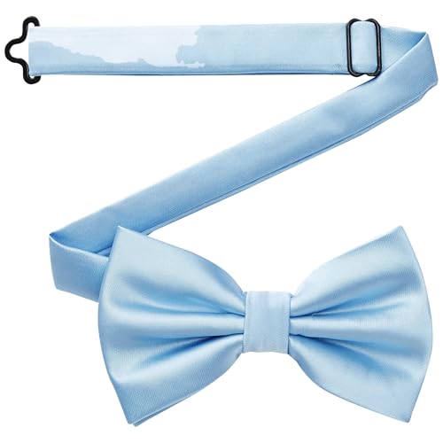 DonDon Fliege Herren handgefertigt Seiden-Look 12 x 6 cm Fliege Hellblau