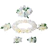 Udalyn Hawaiian Luau Flower Leis Jumbo Necklaces Bracelets Headband Anklets Set 6-7 Pack
