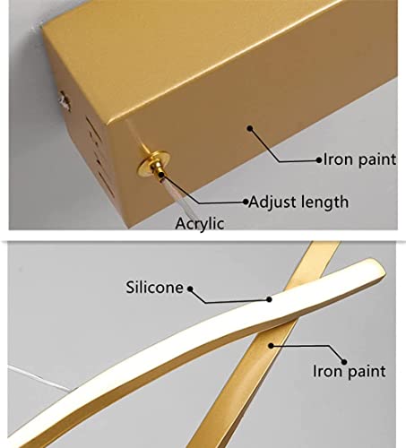 Zipligting Modern Pendant Lighting Acrylic Stepless Dimmable Transitional Chandelier Led Dimming Ceiling Lamp Wave Hanging Light Contemporary Living Dining Room Kitchen Island With Remote (Gold) #TOP3