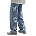 FantasyGears Star Jeans Y2k Hip Hop Baggy Cute Patchwork Denim Pants Straight Leg Graphic Joggers Loose Fit Grunge Aesthetic Clothes (US, Alpha, Small, Regular, Regular, A#Star-Blue)